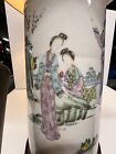 Antique Chinese Famille Rose Porcelain Table Lamp Signed 