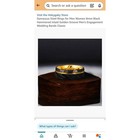 Damascus Steel Ring Black Hammered Inlaid Golden Groove Wedding Band Size 10 