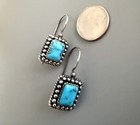 Vintage Southwestern Natural Turquoise 925 Sterling Silver Earrings