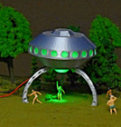 8  Tall 1 87 Classic 1950s Silver Ufo Flying Saucer Led Green Orb Abduction Beam