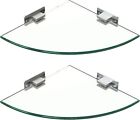Glass Shower Shelves 2 Tier Tempered Glass Corner Shelf Wall Mounted Shelves