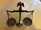 Vintage 70s Brass Balance Scales Of Justice Home Decor 11   x11   