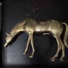 Vintage Solid Brass Horse Figurine  8 3 4 wide X 5 1 4  Tall
