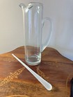 Vtg Clear   Frosted Blown Glass Martini coctail Pitcher With Stirrer Stick Mcm