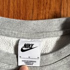 Nike Men s Gray Pullover Fleece Crew Neck Sweatshirt With Logo  Cotton Blend  M