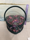Antique - Vintage Heart Shaped Wicker   Wood Sewing Basket - 10 x10 x5 