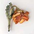   Antique French Gilded Brass Spiral Sconce W  Pink Satin Rose Shade