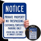 Notice - Private Property No Trespassing Customer employee Parking 18  X 12 