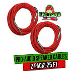 1 4  To 1 4 Male Jack Speaker Cables  2 Pack  By Fat Toad   25ft Professional