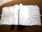 Set Of 6 Vintage White Linen Placemats Hand Embroidered Cutwork Monogrammed