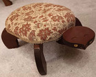 Nice Vintage Mcm Turtle Footstool Sturdy Wood Base Moving Head   Tail