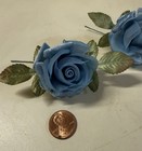 2 Dior Blue Organza velvet satin Small Millinery Roses - Vintage - Japan