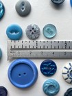 Vintage Buttons Mixed Lot In Shades Of Light Blue Two-hole Fancy Old Button Mix