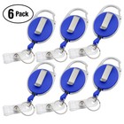6 Pack Retractable Badge Reel Clips Holder For Hanging Id Card Name Key Chain