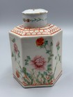 Antique 19th C Chinese Hexagonal Famille Rose Porcelain Lidded Jar 5 3 4  