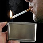 Vintage Smoking Deco Art Cigarette Case With Built In Lighter Metal Wallet