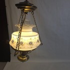 Vintage Quoizel Abigail Adams Hanging Library Lamp Blue Floral Milk Glass