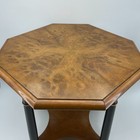 Baker Furniture Octagonal Side Table Burl Wood Black Gold Accent Vintage 19x17