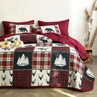 - Rustic Quilt Set  Cabin Lodge Christmas Bear Queen   Full Burgundy Black