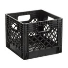 Juggernaut Storage 16qt Heavy-duty Plastic Milk Crate Black With Built-in Handle