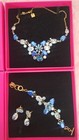 Rodrigo Otazu Swarovski Crystal Necklace Bracelet Earring Set Royal Blue Vintage