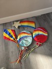 Vintage Russ Hot Air Balloon Rainbow Teddy Nursery Wall Hanging Decor Fabric