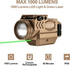 1000 Lumens Pistol Light Green Laser Combo  Aluminum Green-golden Shell 