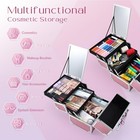 Makeup Train Case Cosmetic Box Portable Makeup Case Organizer 2 Trays Makeup    
