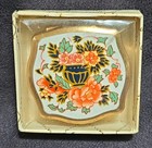 Vtg Stratton England Regency Pill Box  tweezers Floral Urn Orig Box Vguc