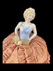 Antique Half Porcelain Doll Pin Cushion Elegant Woman Pink Dress 5 