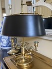 Vintage French Empire Style Brass Bouillotte Candle Holder Candelabra With Shade