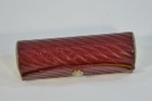 Vintage Brevettato Maroon Leather Lipstick Holder Case Mirror Made In Italy