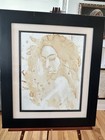 Framed Figurative Portrait Drawing Of Woman On Paper  Matted   Framed