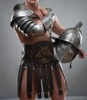 Medieval Single Pauldron Arm Armor Gladiator Larp Knight Cosplay Silver Sleeve