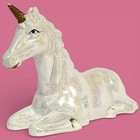 Vintage Iridescent Porcelain Ceramic Unicorn Figurine 6 5 