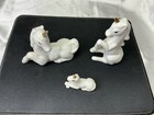 Vintage Porcelain Unicorn Figurines Set White Gold Horn Taiwan Lot 3