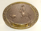 Steven L  Knight Bronze Cowboy Roping Steer Western Belt Buckle 1980 Vintage
