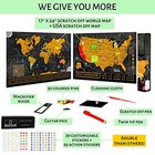 Scratch Off World Map Poster - 17x24 Inches - Bonus United States Map With 