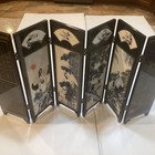 6 Panel Divider Mini Folding Screen Chinese Lacquerware Pine And Crane