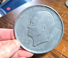 Vntg Oversized 3 -1971 Novelty Eisenhower One Dollar Coin Coaster-no Copy Stamp