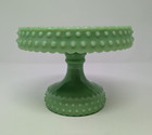Vintage L e  Smith Jadeite Jade Hobnail Marble Swirl Cake Plate Stand 6 5    Nos
