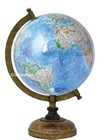 Brass Arc   Wooden Base Educational Laminated Physical Antique World Globe 8 In