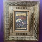 Persian Miniature Manuscript Page 18th 19th C  Gouache Gilt Frame-glass