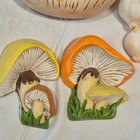Vtg 1970s Ceramic Mushroom Clock   Vegetable Wall Plaques Set 1978 Cottagecore
