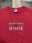 Vintage Usmc United States Marine Corps Red Shirt Russell Embroidered Large