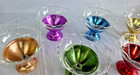 Vintage 8 Mcm Anodized Aluminum Dessert Dishes With Glass Inserts