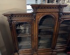 Renaissance Carved Walnut And Burl 3 Door Bookcase