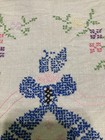 Vtg Completed Cross Stitch Crinoline Lady Southern Belle Scottie Dog 10x14 5