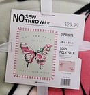 New No-sew Fleece Throw Kit Pink Butterflies 48 In X 60