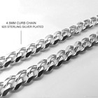 925 Solid Sterling Silver Curb Cuban Mens Women s 4 5mm Chain Necklace 925 Italy